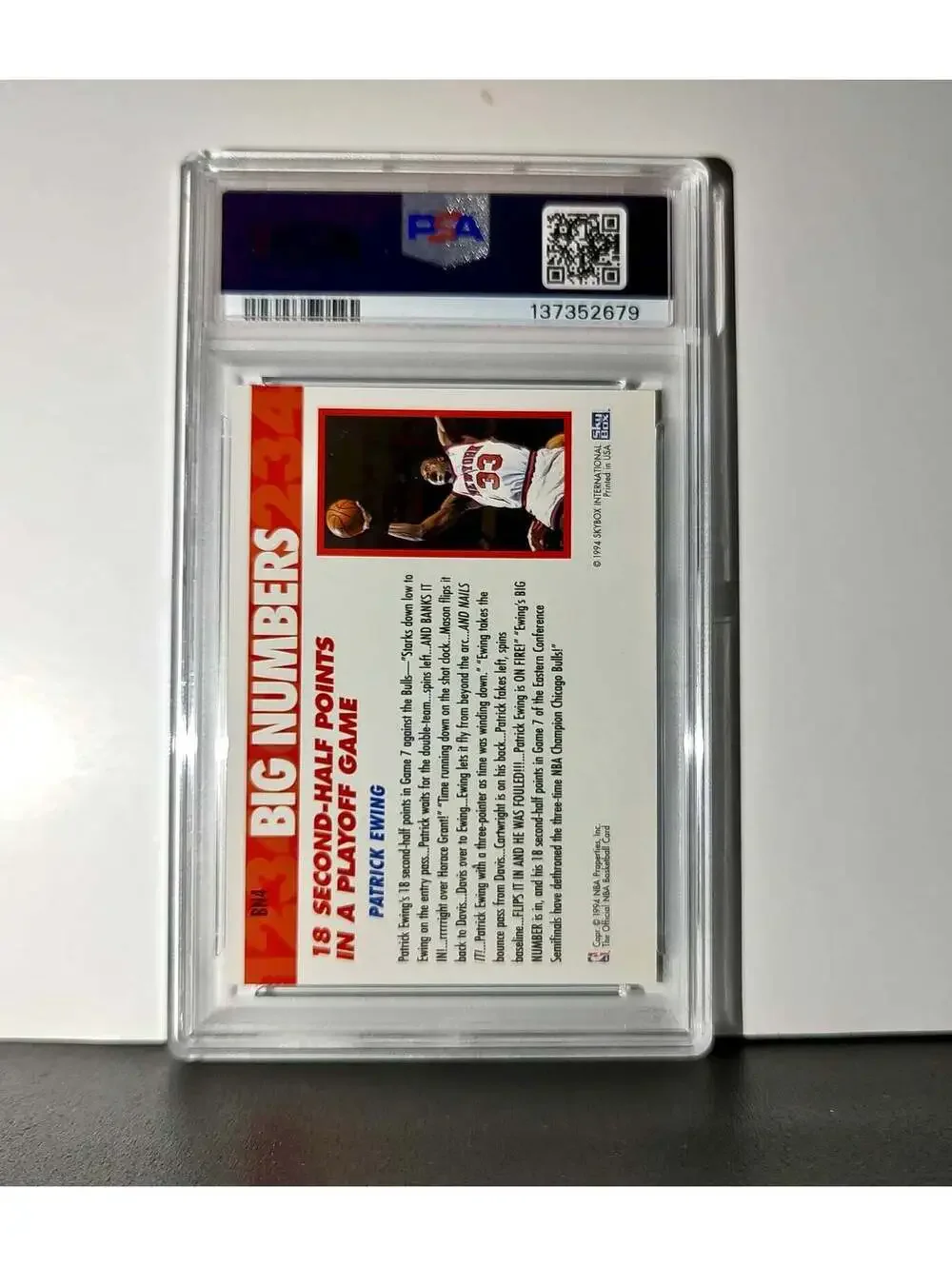 Patrick Ewing 1994 NBA Hoops Big Numbers #BN4 Rainbow PSA 8 NM-MT